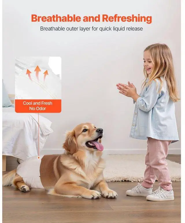 Alt view image 4 of 7 - VEVOR Disposable Dog Diapers Super Absorbent Female Dog Diapers M Size 144 Count
