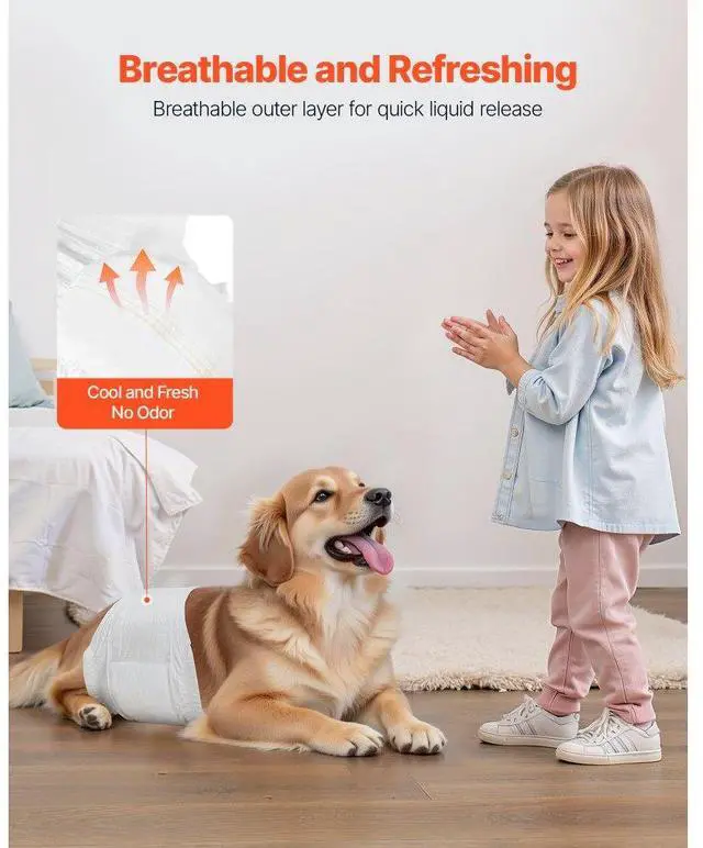 Alt view image 4 of 7 - VEVOR Disposable Male Dog Diapers Super Absorbent Male Dog Wraps M 144 Count