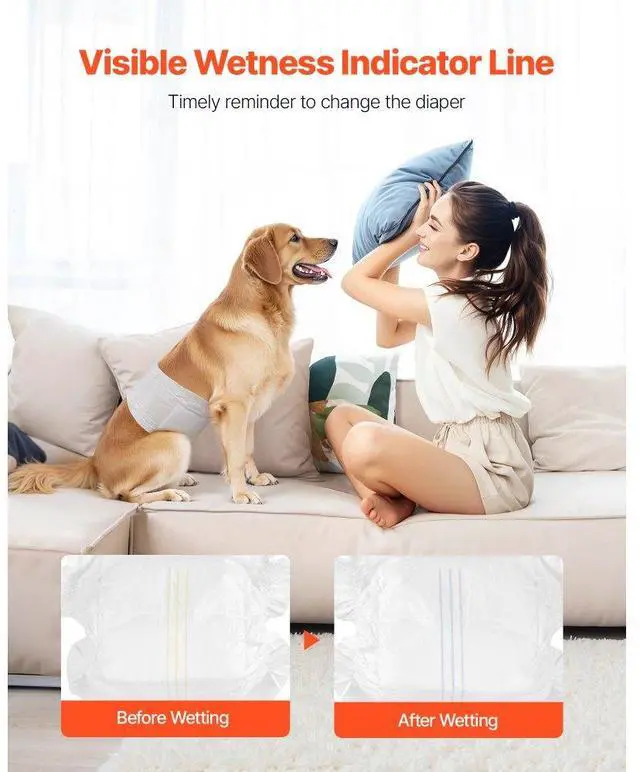 Alt view image 6 of 7 - VEVOR Disposable Male Dog Diapers Super Absorbent Male Dog Wraps M 144 Count