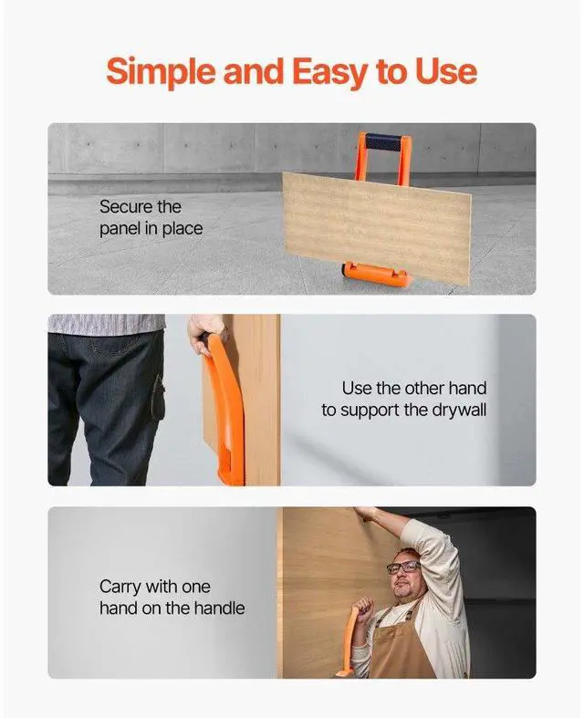 Alt view image 4 of 7 - VEVOR Drywall Carrier 2 Pack Plywood Carriers Handles with 176 lbs Load