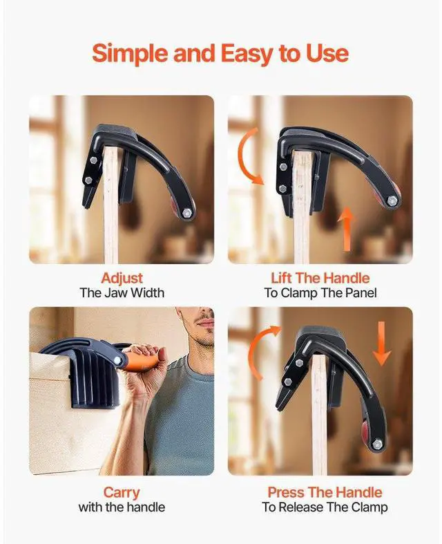 Alt view image 4 of 7 - VEVOR 2 PCS Plywood Carrier 200 lbs Drywall Carrying Tool for 0-1 Inches Thick