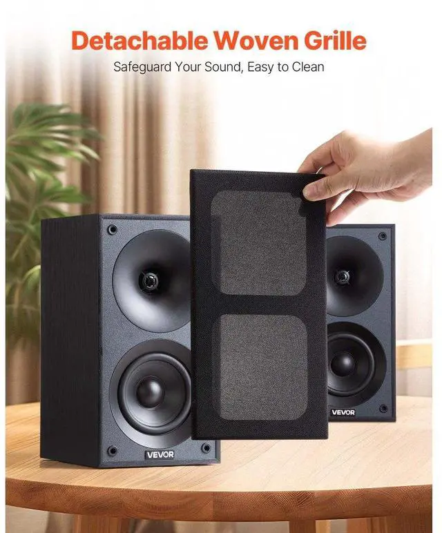 Alt view image 4 of 7 - Passive Bookshelf Home Speakers Pair of Stereo Audio Speakers Cone 70Hz-20KHz