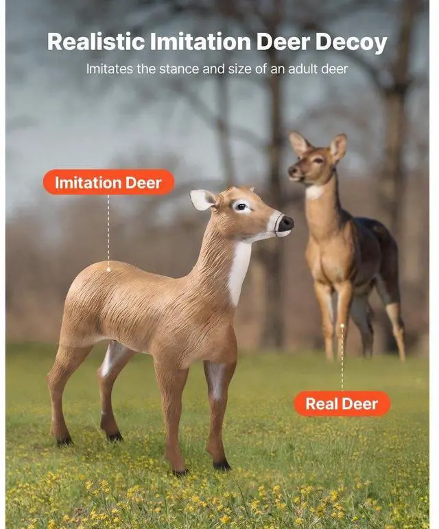 Alt view image 2 of 14 - Deer Decoy Outdoor Realistic Durable Doe Decoys for Hunting Foldable Legs 1-Pack