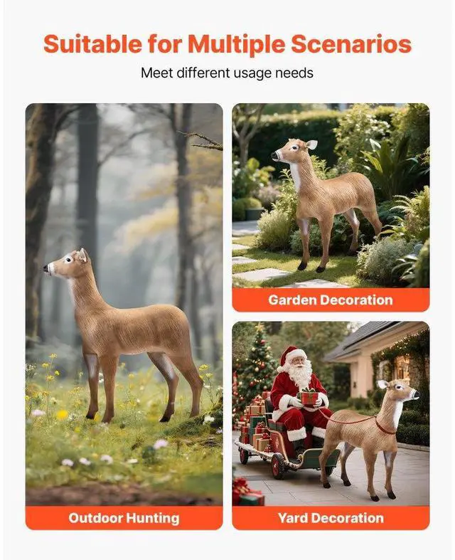 Alt view image 6 of 14 - Deer Decoy Outdoor Realistic Durable Doe Decoys for Hunting Foldable Legs 1-Pack