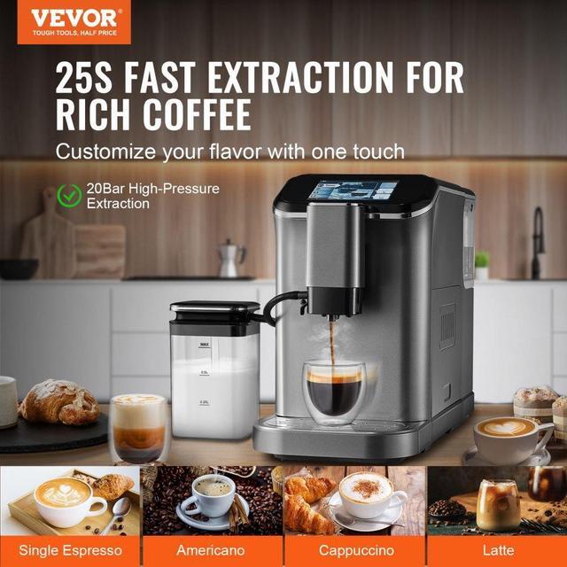 Alt view image 2 of 7 - Fully Automatic Espresso Machine 20 Bar with Auto Milk Frother & Grinder