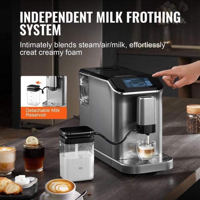 Alt view image 4 of 7 - Fully Automatic Espresso Machine 20 Bar with Auto Milk Frother & Grinder