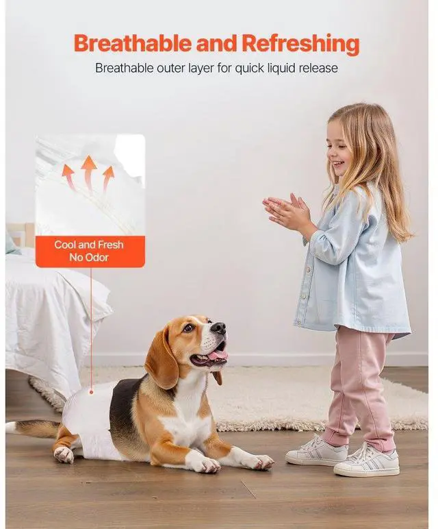 Alt view image 4 of 7 - VEVOR Disposable Dog Diapers Super Absorbent Female Dog Diapers S Size 96 Count