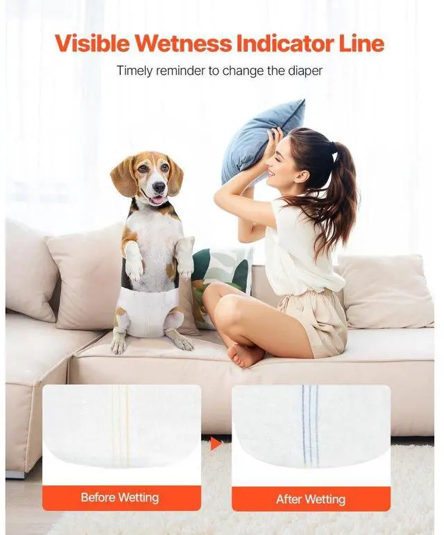 Alt view image 6 of 7 - VEVOR Disposable Dog Diapers Super Absorbent Female Dog Diapers S Size 96 Count