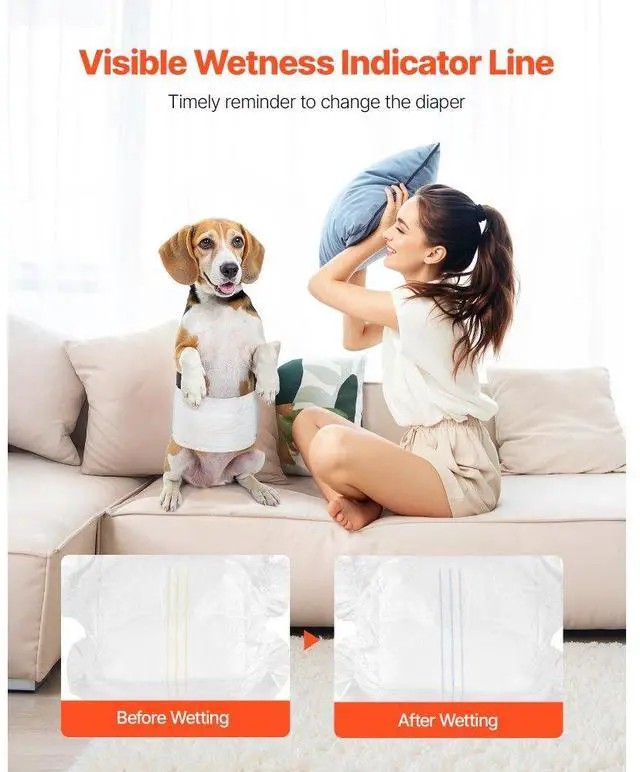 Alt view image 6 of 7 - VEVOR Disposable Male Dog Diapers Super Absorbent Male Dog Wraps S 144 Count