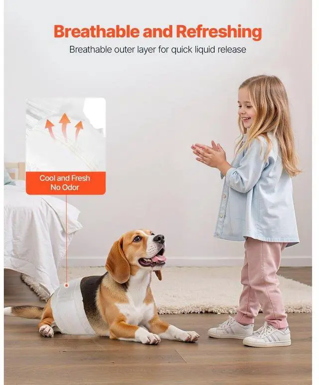 Alt view image 4 of 7 - VEVOR Disposable Male Dog Diapers Super Absorbent Male Dog Wraps S Size 96 Count