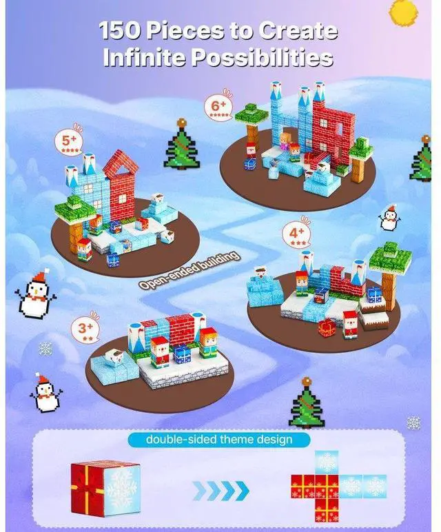 Alt view image 2 of 7 - VEVOR Magnetic Blocks 150 PCS Glacier Castle Set STEM Montessori Sensory Toys