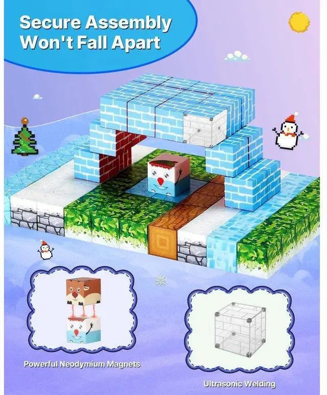 Alt view image 3 of 7 - VEVOR Magnetic Blocks 150 PCS Glacier Castle Set STEM Montessori Sensory Toys