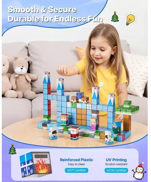 Alt view image 5 of 7 - VEVOR Magnetic Blocks 150 PCS Glacier Castle Set STEM Montessori Sensory Toys