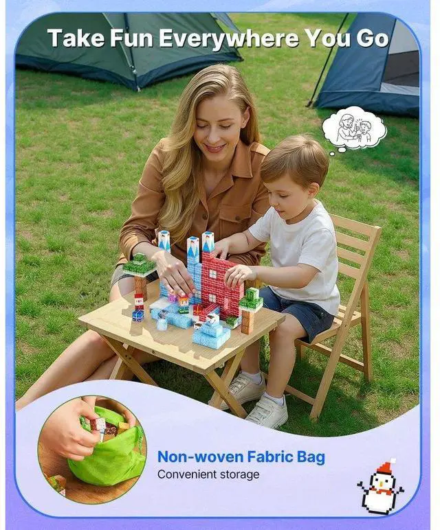 Alt view image 6 of 7 - VEVOR Magnetic Blocks 150 PCS Glacier Castle Set STEM Montessori Sensory Toys