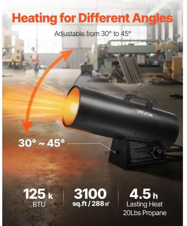 Alt view image 2 of 7 - Portable Propane Air Heater 125000BTU Stepless Temp Settings Outdoor
