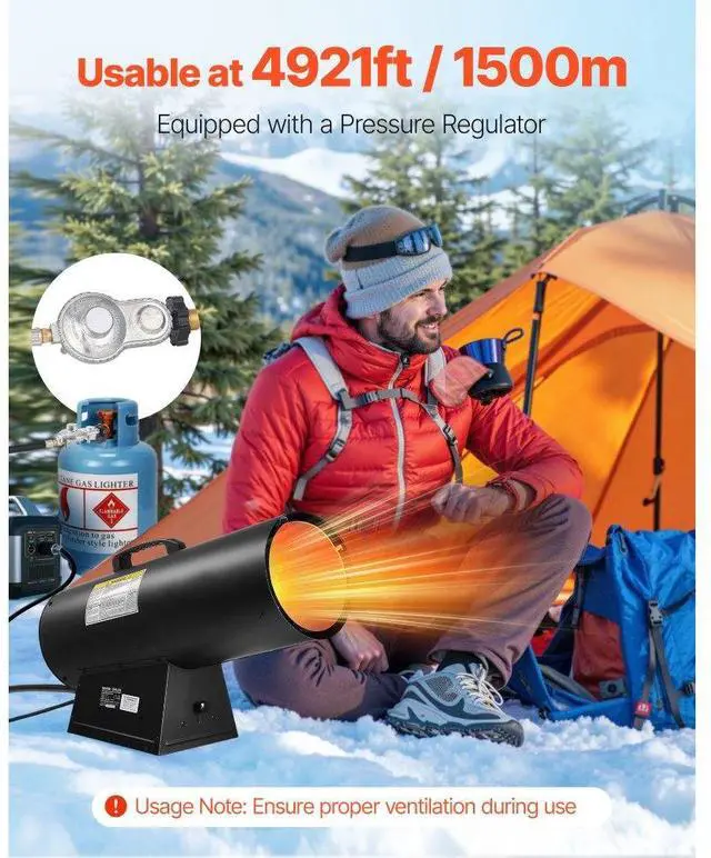 Alt view image 4 of 7 - Portable Propane Air Heater 125000BTU Stepless Temp Settings Outdoor