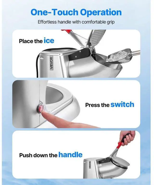 Alt view image 4 of 7 - Commercial Ice Crusher 220LBS/H Electric Snow Cone Maker Shaved Ice Silver
