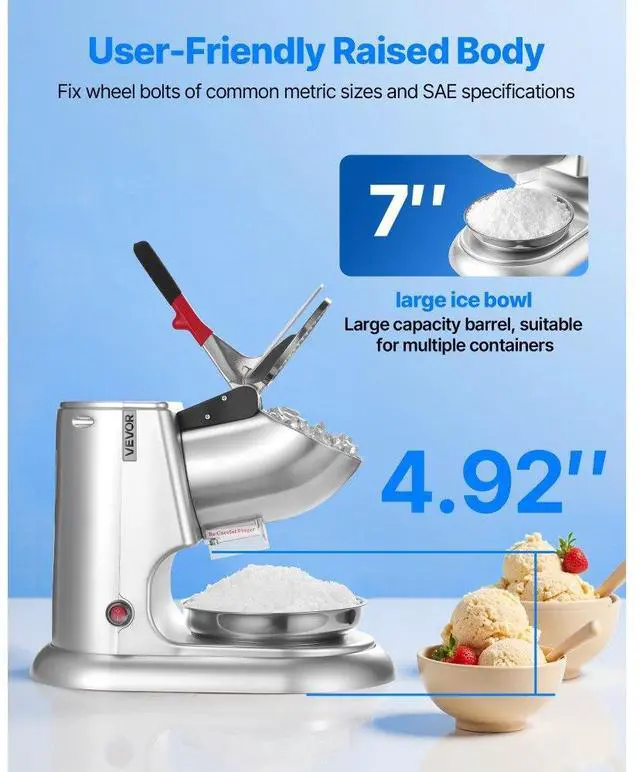 Alt view image 3 of 7 - Commercial Ice Crusher 220LBS/H Electric Snow Cone Maker Shaved Ice Silver