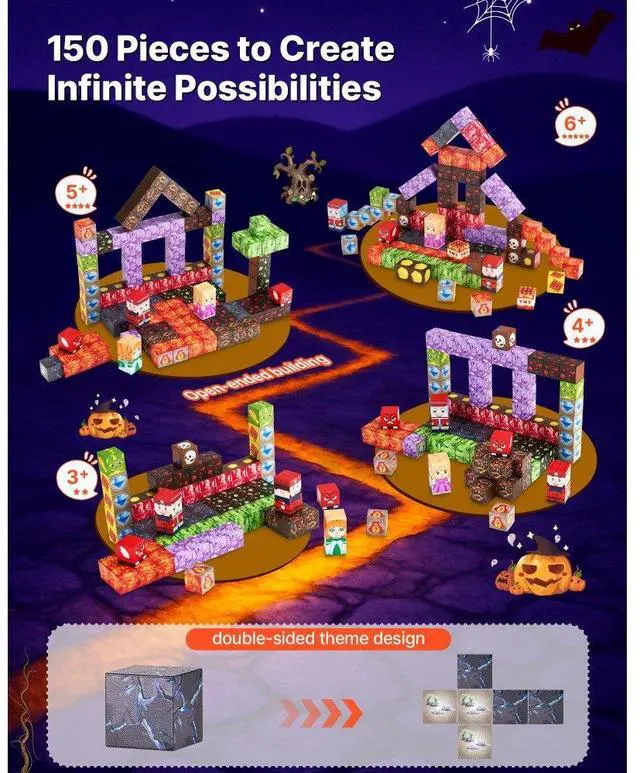 Alt view image 2 of 7 - VEVOR Magnetic Blocks 150 PCS Dark Castle Set STEM Montessori Sensory Toys