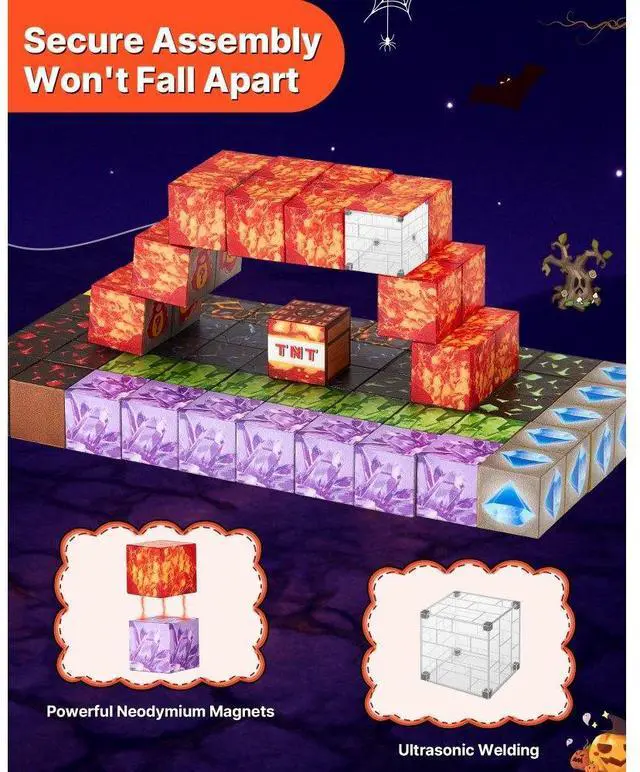 Alt view image 3 of 7 - VEVOR Magnetic Blocks 150 PCS Dark Castle Set STEM Montessori Sensory Toys