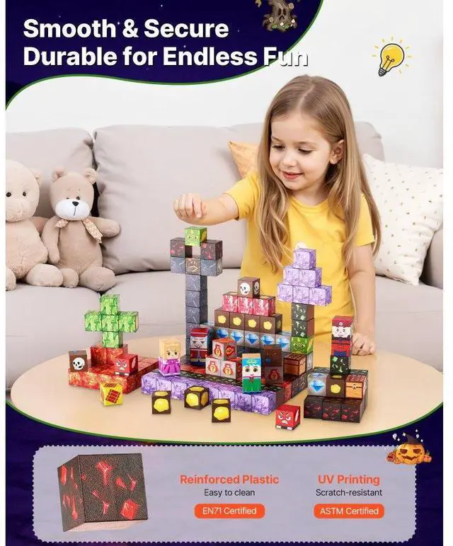 Alt view image 5 of 7 - VEVOR Magnetic Blocks 150 PCS Dark Castle Set STEM Montessori Sensory Toys