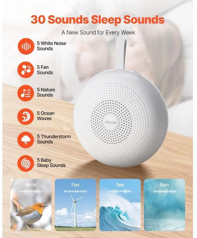 Alt view image 2 of 7 - Sound Machine 30 Soothing Sleep Sounds 3-in-1 White Noise Sound Machine