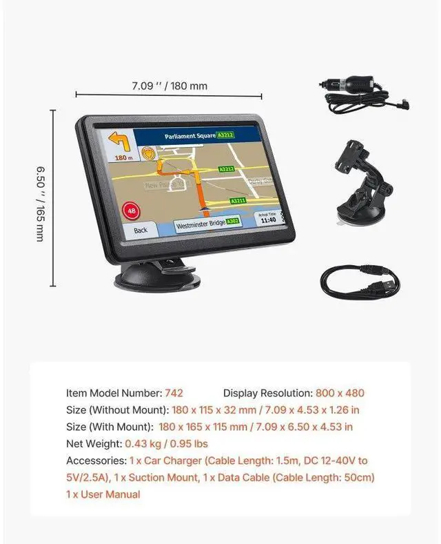 Alt view image 7 of 7 - GPS Navigator for Car 7 inch Touch Screen 16GB GPS Navigation System with Map