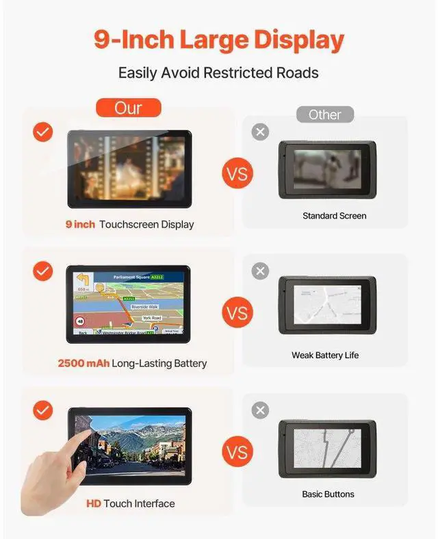 Alt view image 4 of 14 - GPS Navigator for Car 9 inch Touch Screen 16GB GPS Navigation System with Map