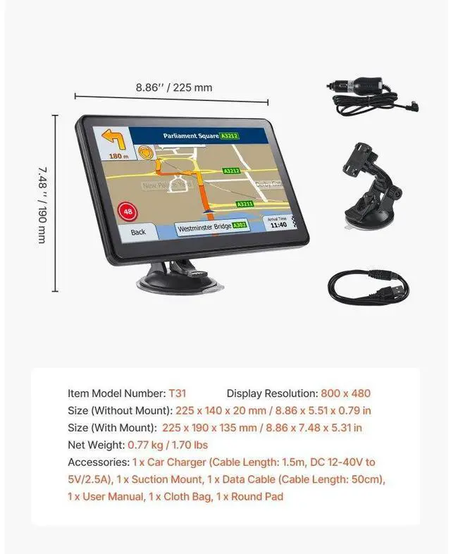 Alt view image 7 of 14 - GPS Navigator for Car 9 inch Touch Screen 16GB GPS Navigation System with Map