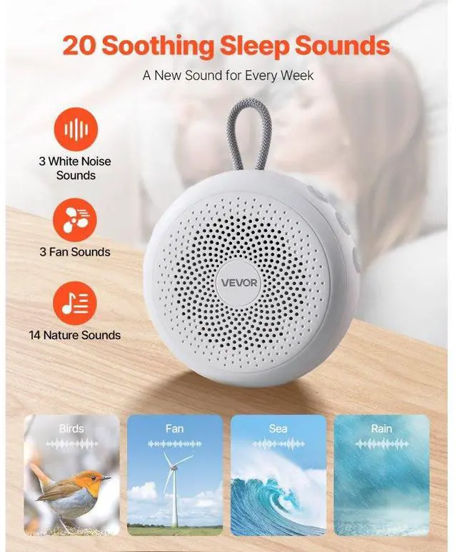 Alt view image 2 of 7 - Sound Machine 20 Soothing Sleep Sounds 4-in-1 White Noise Sound Machine