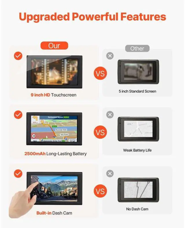 Alt view image 4 of 7 - GPS Navigator for Car 9 inch Touch Screen 16GB GPS Navigation System Dash Cam