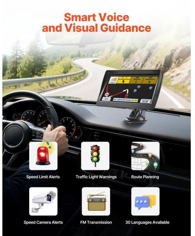 Alt view image 3 of 14 - GPS Navigator for Car 7 inch Touch Screen 8GB GPS Navigation System with Map