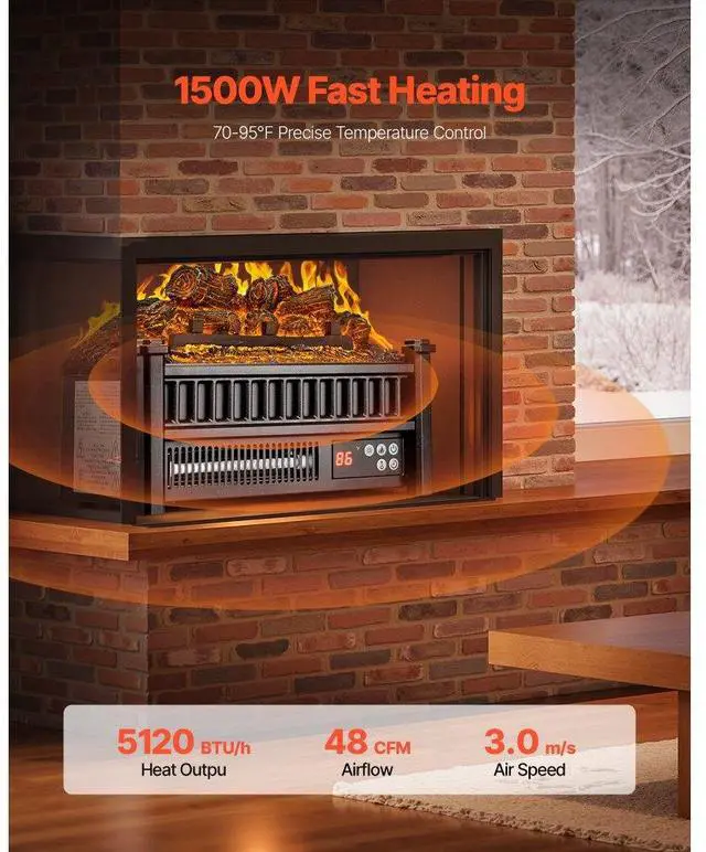 Alt view image 2 of 7 - 16 Inch Electric Fireplace Log Heater with Remote 5 Flame Brightness Timer