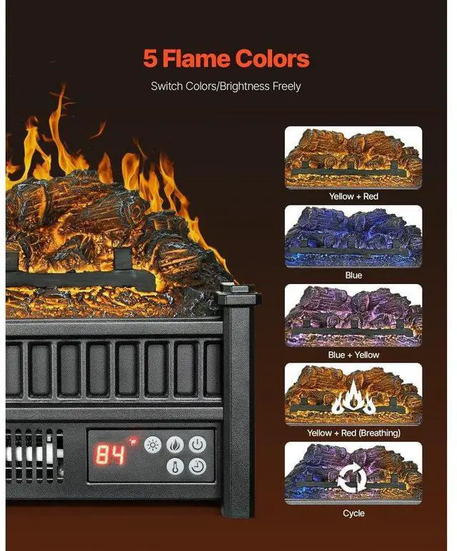 Alt view image 3 of 7 - 16 Inch Electric Fireplace Log Heater with Remote 5 Flame Brightness Timer