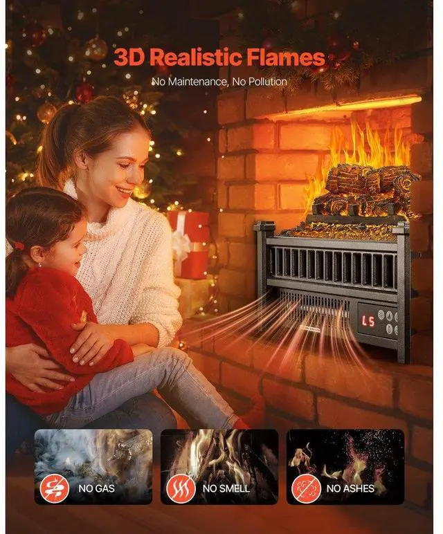 Alt view image 6 of 7 - 16 Inch Electric Fireplace Log Heater with Remote 5 Flame Brightness Timer