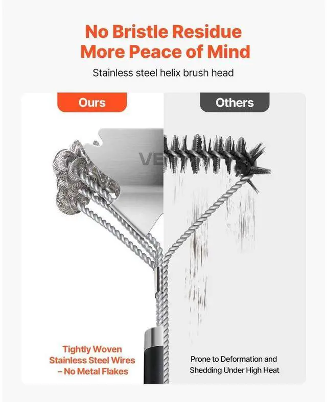 Alt view image 2 of 7 - BBQ Grill Brush and Scraper Stainless Steel Bristle Free Grill Cleaner 17 in