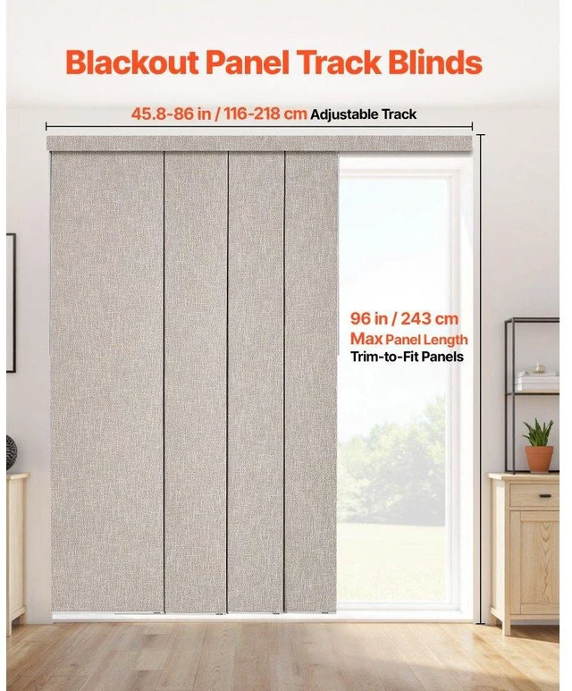 Alt view image 2 of 8 - Panel Track Blinds Extendable Track from 45.8 in to 86 in W Trimmable Brown