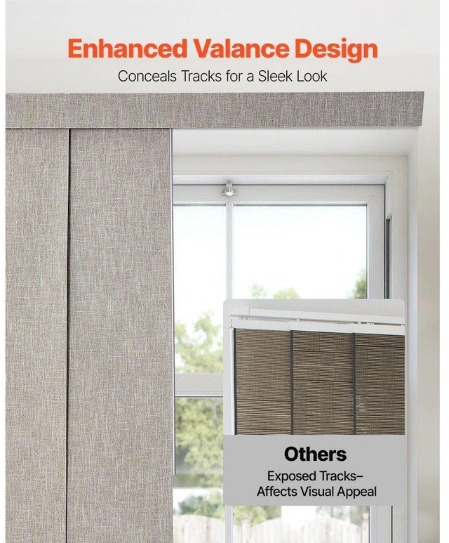 Alt view image 4 of 8 - Panel Track Blinds Extendable Track from 45.8 in to 86 in W Trimmable Brown