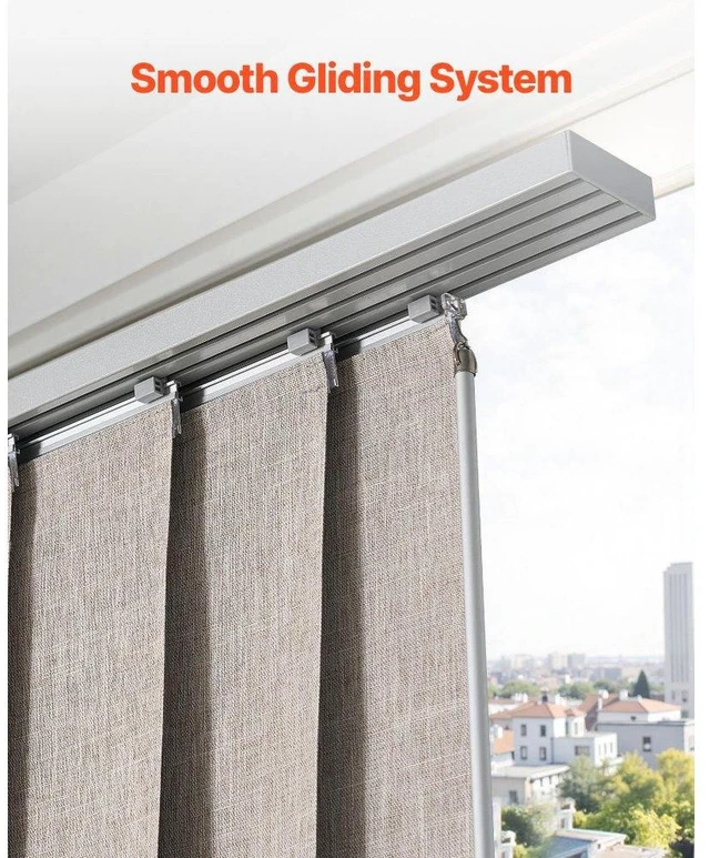 Alt view image 5 of 8 - Panel Track Blinds Extendable Track from 45.8 in to 86 in W Trimmable Brown