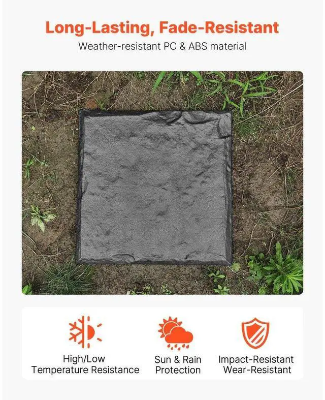 Alt view image 2 of 14 - Decorative Stepping Stones with Stakes 8Pcs 15.5x15.5 in Walkway Pavers Grey