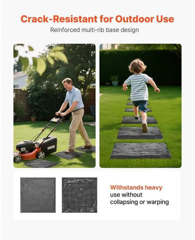 Alt view image 3 of 14 - Decorative Stepping Stones with Stakes 8Pcs 15.5x15.5 in Walkway Pavers Grey