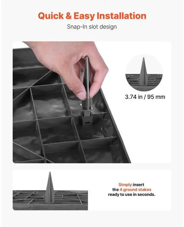 Alt view image 5 of 14 - Decorative Stepping Stones with Stakes 8Pcs 15.5x15.5 in Walkway Pavers Grey