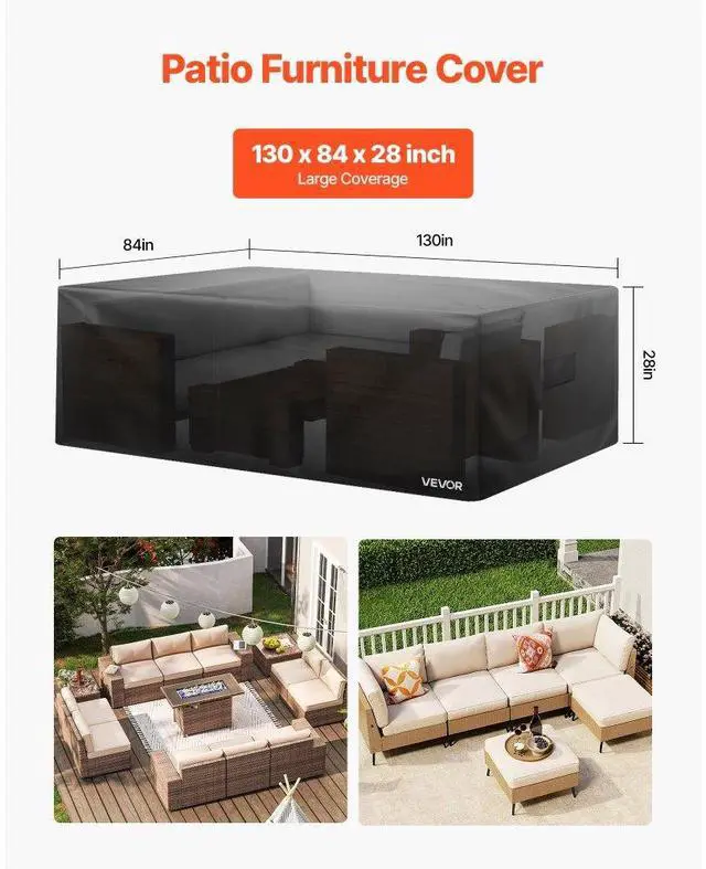 Alt view image 2 of 7 - Patio Outdoor Furniture Cover 420D Waterproof Table Chairs Sofa 130"x84"