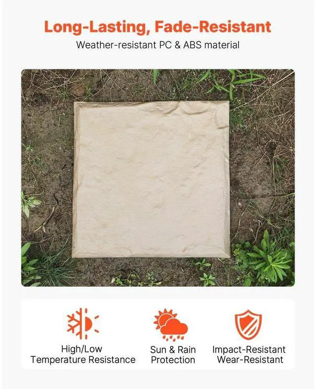 Alt view image 2 of 14 - Decorative Stepping Stones with Stakes 4Pcs 15.5x15.5 in Walkway Pavers Beige