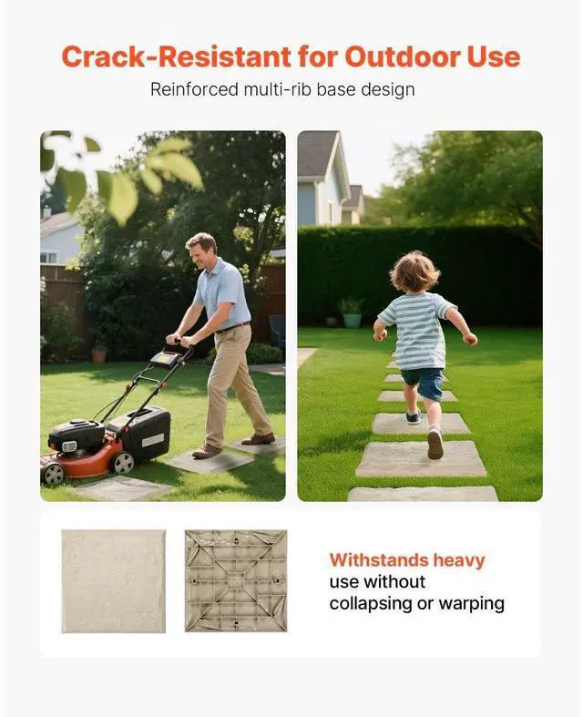 Alt view image 3 of 14 - Decorative Stepping Stones with Stakes 4Pcs 15.5x15.5 in Walkway Pavers Beige