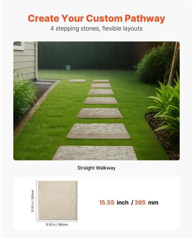 Alt view image 6 of 14 - Decorative Stepping Stones with Stakes 4Pcs 15.5x15.5 in Walkway Pavers Beige