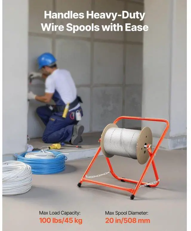 Alt view image 2 of 7 - Foldable Wire Spool Rack Heavy Duty Cable Caddy for Electrical Industrial