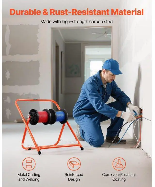 Alt view image 4 of 7 - Foldable Wire Spool Rack Heavy Duty Cable Caddy for Electrical Industrial