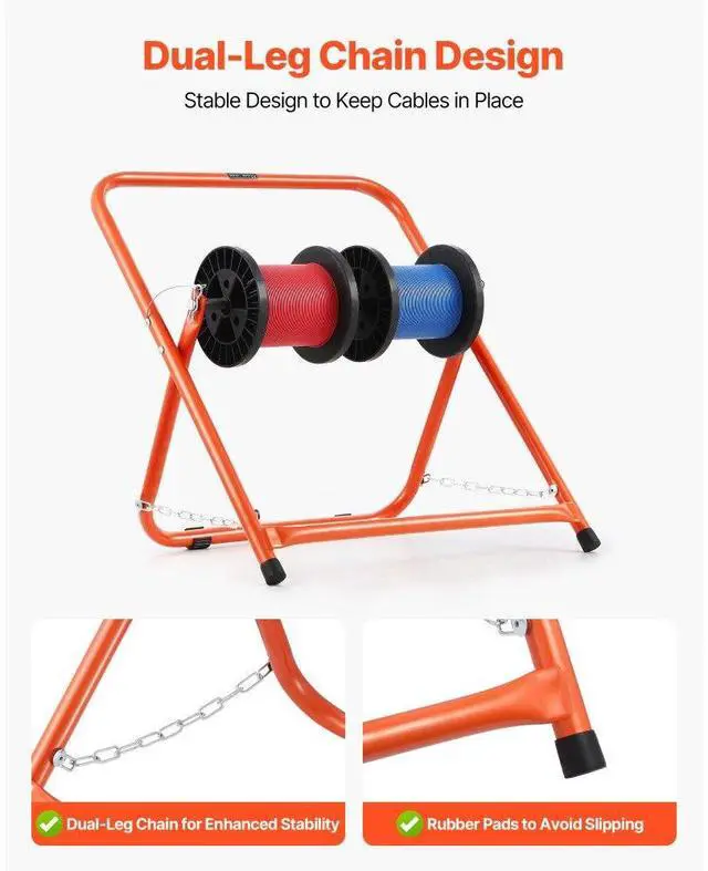 Alt view image 5 of 7 - Foldable Wire Spool Rack Heavy Duty Cable Caddy for Electrical Industrial