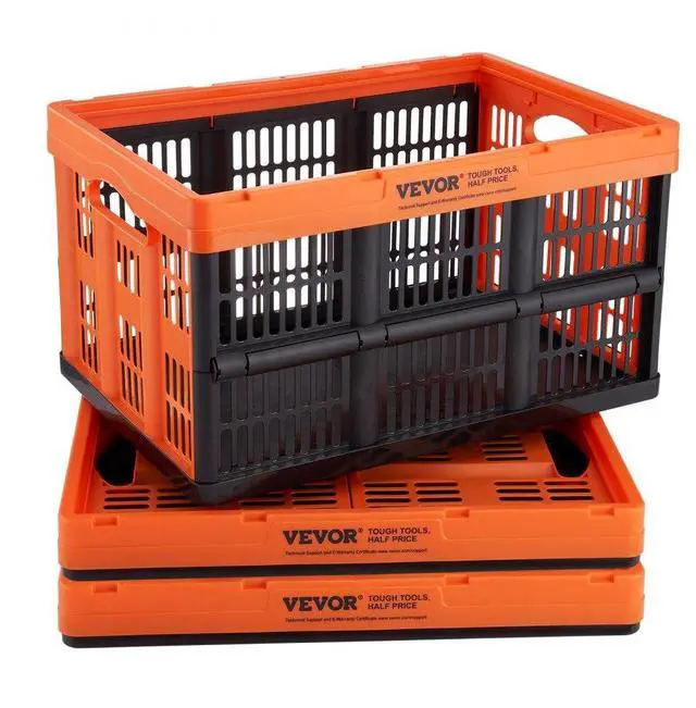 Alt view image 2 of 2 - VEVOR Plastic Collapsible Storage Basket, 45L 3 Packs, Folding Stackable Storage Containers/Bins with Handles, Large Heavy Duty Containers for Clothes, Toys, Books, Snack, Shoes and Grocery Organizing